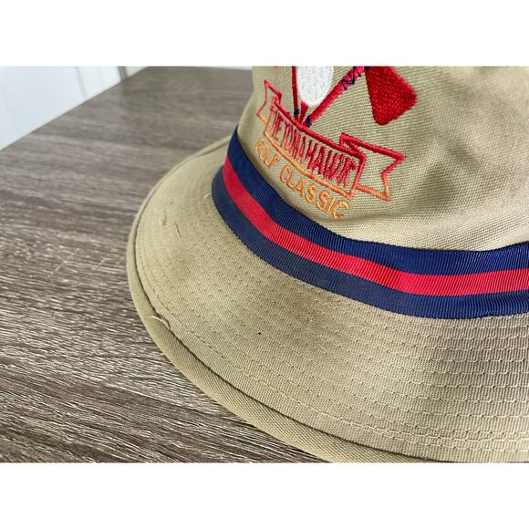 Town Talk Golf Classic Bucket Hat Khaki Red Stripe Made in USA One Size - Picture 4 of 12